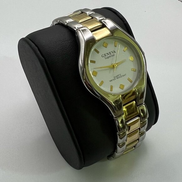 GENEVA Superior Vintage Watch Working Silver Gold White Working - Picture 2 of 8